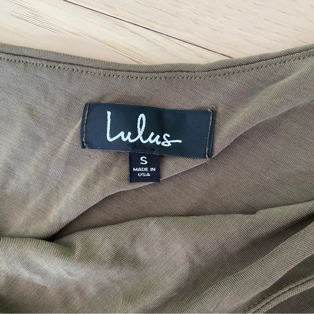 Lulus Raise a Glass Olive Green One-Shoulder Midi Dress - Picture 3 of 6